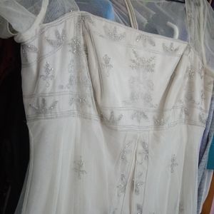 Vintage style prom dress with lace detail.